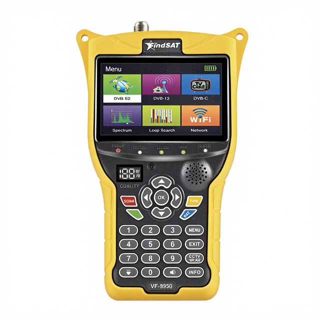FindSAT VF-9930 HD Satellite Star Finder 1080P Engineering Tool DVB-S2 T2 C Combo Signal Meter 4.3 Inch Screen 5000mAh Battery