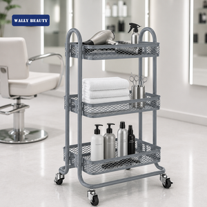 Carrito de Belleza Móvil Negro de 3 Niveles, Carrito de Salón Rodante con Ruedas Bloqueables para Servicio <span class=keywords><strong>a</strong></span> Domicilio - Product Image 2