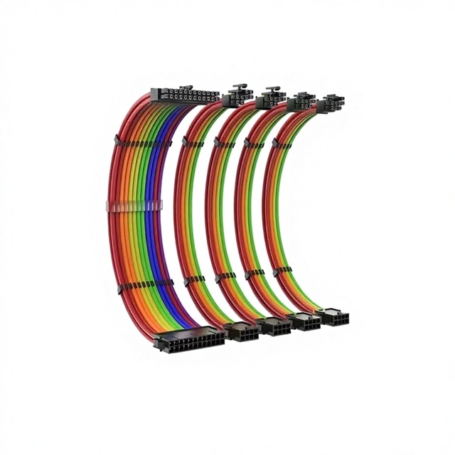 JINSTRON Computer Case Power Extension Cable ATX Graphics Card Motherboard 24Pin 8PCPU Data Cable RGB Accessories Copper BVR PVC