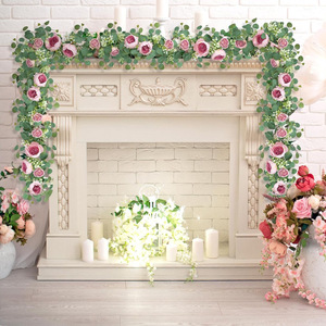Guirlande de pivoines artificielles roses et violettes avec feuilles vertes de gypsophile, 100-200 cm, pour décoration de mariage et de maison, fleurs en soie suspendues - Product Image 2