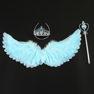 Halloween Weihnachten Karneval Party Angel <span class=keywords><strong>Wings</strong></span> Set Weiße Feder flügel Mit Halo Stirnband und Zauberstab Cosplay Zubehör - Product Image 4