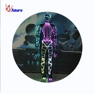 Edm Rave Kleding Cool Led Koning Tron Kostuum Prestaties Slijtage Glasvezel Licht Jongens Groep Dans Pak