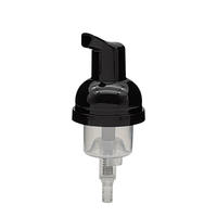 Pompe à mousse noire anti-poussière avec volume de pulvérisation de 0,8 à 1,6 CC, filetage 40 mm 43 mm, couvercle transparent pour bain, lavage des mains, démaquillant - Vente en gros