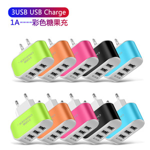 Cargador USB Rápido de 3 Puertos, Puerto de Carga con Luz LED, Adaptador de Carga de Alta Velocidad Serie Color Caramelo para Teléfonos Móviles - Product Image 1
