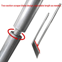 Grattoir à sol à long manche, lame de rasoir robuste avec manche télescopique en acier inoxydable pour enlever les carreaux