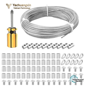Kit para Jardín y Hogar, Cable de Acero Inoxidable 304 de 50m/164ft, Altamente Pulido, Recubierto de PVC, 2mm, con Anillas, Clips y Abrazaderas M2 - Product Image 2