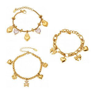 Pulsera de Moda con Dijes de Oso y Zirconia 5A, de Acero Inoxidable Impermeable con Baño de Oro 18K, Inoxidable, Joyería de Regalo para Mujer - Product Image 4