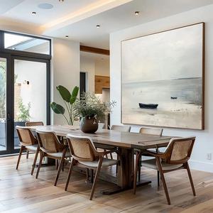 Peinture à l'huile paysagère de plage élégante Ocean Whisper, peinture murale artisanale sur toile pour une décoration intérieure sophistiquée - Product Image 6