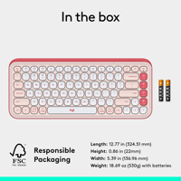 Teclado Mini Logitech POP Icon Keys, Plástico Rosa, Compacto, de Perfil Bajo, Teclas Personalizadas para PC, Mac, Laptop, Oficina, Hogar