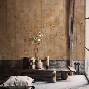 Tuiles murales <span class=keywords><strong>en</strong></span> mosaïque de <span class=keywords><strong>bois</strong></span> de pin naturel haute densité, panneau <span class=keywords><strong>en</strong></span> <span class=keywords><strong>bois</strong></span> massif pour revêtement mural intérieur sécurisé des espaces publics, restaurants et cafés - Product Image 5