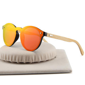 Lunettes de soleil unisexe à monture en bambou effet bois, verres en résine UV400, protection solaire pour la conduite en extérieur, monture ronde tendance Type 3 - Product Image 4