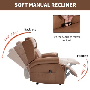 Manuel Durable 155 °   Fauteuil inclinable avec massage et chaleur, siège large de 22,2 pouces, montage facile, en similicuir ciré camel - Product Image 5