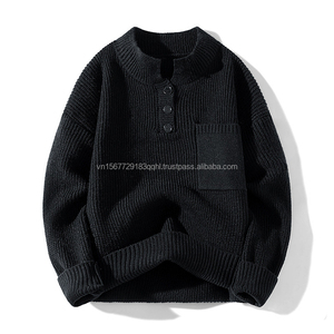 Suéter de Punto con Cuello Medio Alto y Botones, Estilo 2026, Otoño Invierno, para Hombre, Combinable con Todo - Product Image 2