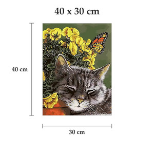 Kit de peinture par numéros personnalisé Chat avec <span class=keywords><strong>fleurs</strong></span> jaunes Peinture à l'huile <span class=keywords><strong>acrylique</strong></span> DIY <span class=keywords><strong>sur</strong></span> <span class=keywords><strong>toile</strong></span> 40 x 30 cm Art non encadré - Product Image 2