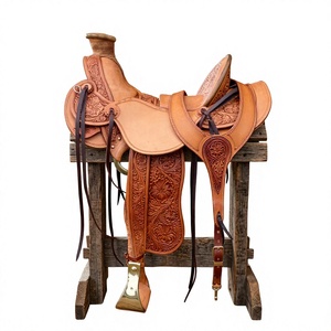 Sillín de Carreras Western de Cuero BS International con Estructura de Madera, Herrajes de Acero Inoxidable SUS304, Diseño Sólido y Ecológico para Equitación - ¡Oferta! - Product Image 1