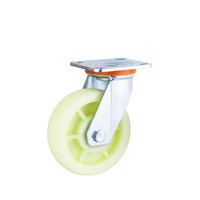 Roulette en Nylon/ PP blanc robuste roue de 4/5/6/8 pouces avec plaque épaissie de Type rigide/pivotant Braek et support pour chariot