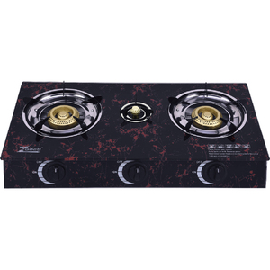 Table de cuisson à gaz 3 brûleurs en verre trempé 6 mm avec allumage électronique et commande par bouton, cuisinière autonome pour la maison, l'hôtel et l'extérieur - Product Image 1