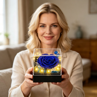 Boîte Cadeau Rose Éternelle Préservée avec Collier Projection Fait Main – Cadeau Romantique pour Femme, Saint-Valentin, Nouvel An, Naturel