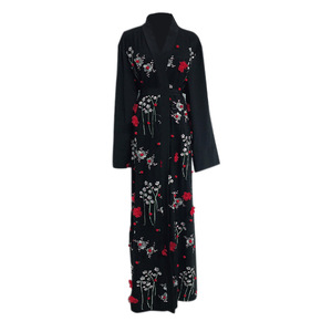 Abaya Ouverte L-41 en Dentelle Style Turc à Manches Longues et Longueur Cheville, Respirante et Légère pour Femme Musulmane, Robe Abaya pour l'Aïd et le Ramadan - Product Image 4