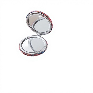 Round <b>Foldable</b> Makeup <b>Mirror</b> Compact Double Sided PU Leather Vintage Mandala Compact <b>Mirror</b> for Purses Portable - Product Image 2