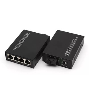 Fiber Optic Transceiver 1 Fiber 4 Electrical Gigabit SC Interface <b>Ethernet</b> Converter Single Mode <b>Adaptive</b> Port A/B End DC 12V - Product Image 1