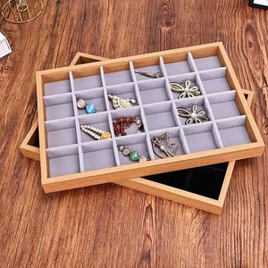 Jewelry Tray 12 Grids Solid Wood Storage <b>Box</b> For Earrings Rings Pendant Display Organizers - Product Image 3