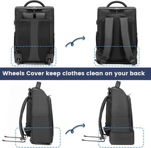 BSCI Rolling wheeled <b>backpack</b> for business travel, travel <b>backpack</b> with <b>wheels</b> for women and men - Product Image 3