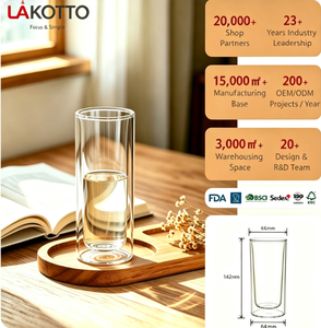 Vaso de Vidrio de Borosilicato de Alta Resistencia LAKOTTO, Doble Pared, Apto para Lavavajillas y Microondas, Reutilizable para Uso Diario - Product Image 1