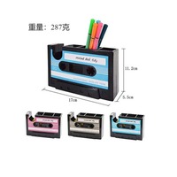 Porte-stylo multifonctionnel Porte-crayon Pot de rangement Conteneur de bureau Organisateur de papeterie Rétro Distributeur de cassettes pour le bureau et la maison
