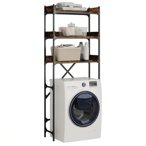 Étagère pour machine à laver D0100H5A9A2 26,4x9,8x64,2 po en bois d'ingénierie chêne fumé, quatre niveaux, style industriel, autoportante - Product Image 1