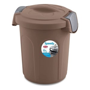 Bidoncino (8Lt) coperchio a clip SPEEDY <b>Tortora</b> 70314 - Product Image 1
