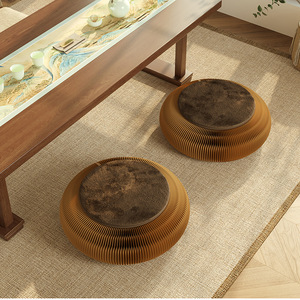 <strong>Round</strong> Portable Home <strong>Stool</strong> with Accordion-style Folding <strong>Cushion</strong> for Meditation, Suitable for Tea Rooms and Windowsills. - Product Image 5