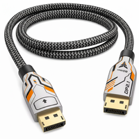 Câble vidéo tressé plaqué or 16K 60Hz 8K DP 2.1 80 Gbps avec verrouillage Push Lock, HDR dynamique, G-Sync, FreeSync pour moniteur, station de travail et jeux