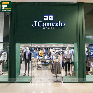 Modern Contemporary Fashion Store Display Rack Apparel Rail Wall Panel Reception Counter Fixture - Product Image 2