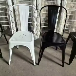 Chaise longue de style industriel peu coûteuse, empilable, pour l'extérieur, la maison, en fer, petite bistro, café, restaurant, salle à manger - Product Image 6