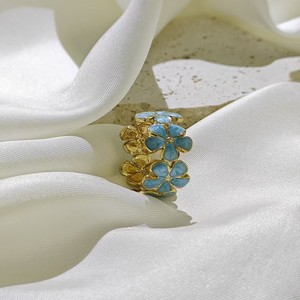 Personalisierter 18K Vergoldeter Edelstahlring mit Frischer, Süßer Botanischer Form und Öltropfen-Design, Trendiger Modeschmuck, Natürlich, als Geschenk - Product Image 2