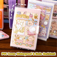 Album de rangement pour autocollants à motifs de dessins animés, avec bouton-pression, couverture en PVC, livre de collection d'autocollants pour la décoration de journal, cadeau pour enfants