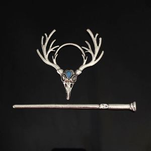 Horquillas para el Cabello Estilo Gótico Vintage con Diseño de Calavera, Piedra Lunar y Asta de Ciervo, Pinzas para el Cabello Estilo Vikingo - Product Image 5