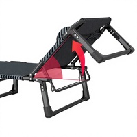 Lit de camping pliable en toile et métal, portable, 3 vitesses réglables, double usage, en promotion