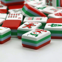 Stock en EE. UU., Mahjong de Lujo Acrílico, Fichas de Mahjong Americanas Personalizadas de 4 Capas, Juego de Mahjong con 160 Fichas, Juego de Fichas Rojas de Navidad