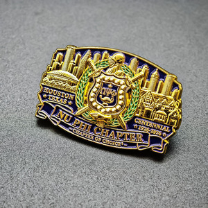 Spilla da bavero personalizzata in smalto morbido con lettera greca, distintivo per l'ottimo servizio da parte di membri del club, spille in bronzo anticato per la riconoscimento di onore - Product Image 1