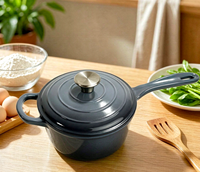 Mini-casserole de 19 cm avec couvercle, compatible four et induction, en fonte émaillée, certifiée LFGB et FDA, personnalisable avec logo OEM