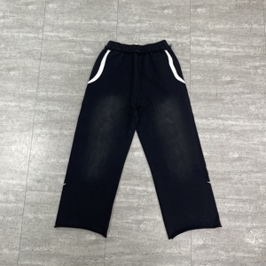 Custom Clothing Manufacturers Screen Printing Sweatpants Heavyweight <strong>Baggy</strong> Track Pants Distressed Raw Hem <strong>Trousers</strong> for <strong>Men</strong> - Product Image 3