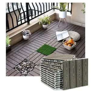 WPC Decking Tiles Garden Wpc Deck Board Massiver und gerillter wasserdichter Bodenbelag Holz-Kunststoff-Verbund boden