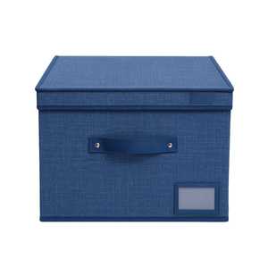 Organizador de Armario de Tela Azul con Ventana 33x28x16 cm, Caja Ahorradora de Espacio con Marco Metálico para Almacenamiento de Ropa - Product Image 1
