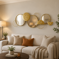 Miroir mural pour la décoration de la maison, décoration intérieure moderne, accent pour la maison, 86,36*4,45*31,12CM, miroir mural en métal doré pour le salon