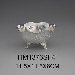 สังกะสีอัลลอยRetroตกแต่งอินเดียเงินชามผลไม้ภาษาสวีดิชคำชาม - Product Image 2