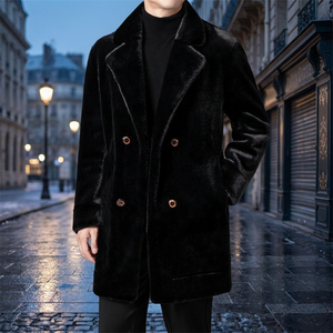 Manteau en fourrure de renard imperméable pour homme - Manteau d'hiver élégant mi-long avec col en fourrure et design réversible - Product Image 3