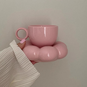 Service de vaisselle en porcelaine et céramique personnalisé style nordique, motif <span class=keywords><strong>macaron</strong></span>, tasses à café et à thé tournesol, mug et soucoupe - Product Image 5
