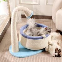 Nouveau grattoir multifonctionnel personnalisable en sisal pour chat avec nid rond, résistant à l'usure, lit-baignoire et maisonnette pour chat d'intérieur